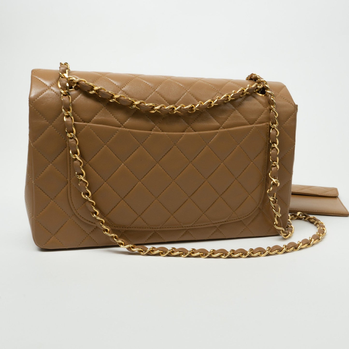 Vintage Caramel Lambskin Quilted Single Flap Medium with Gold Hardware