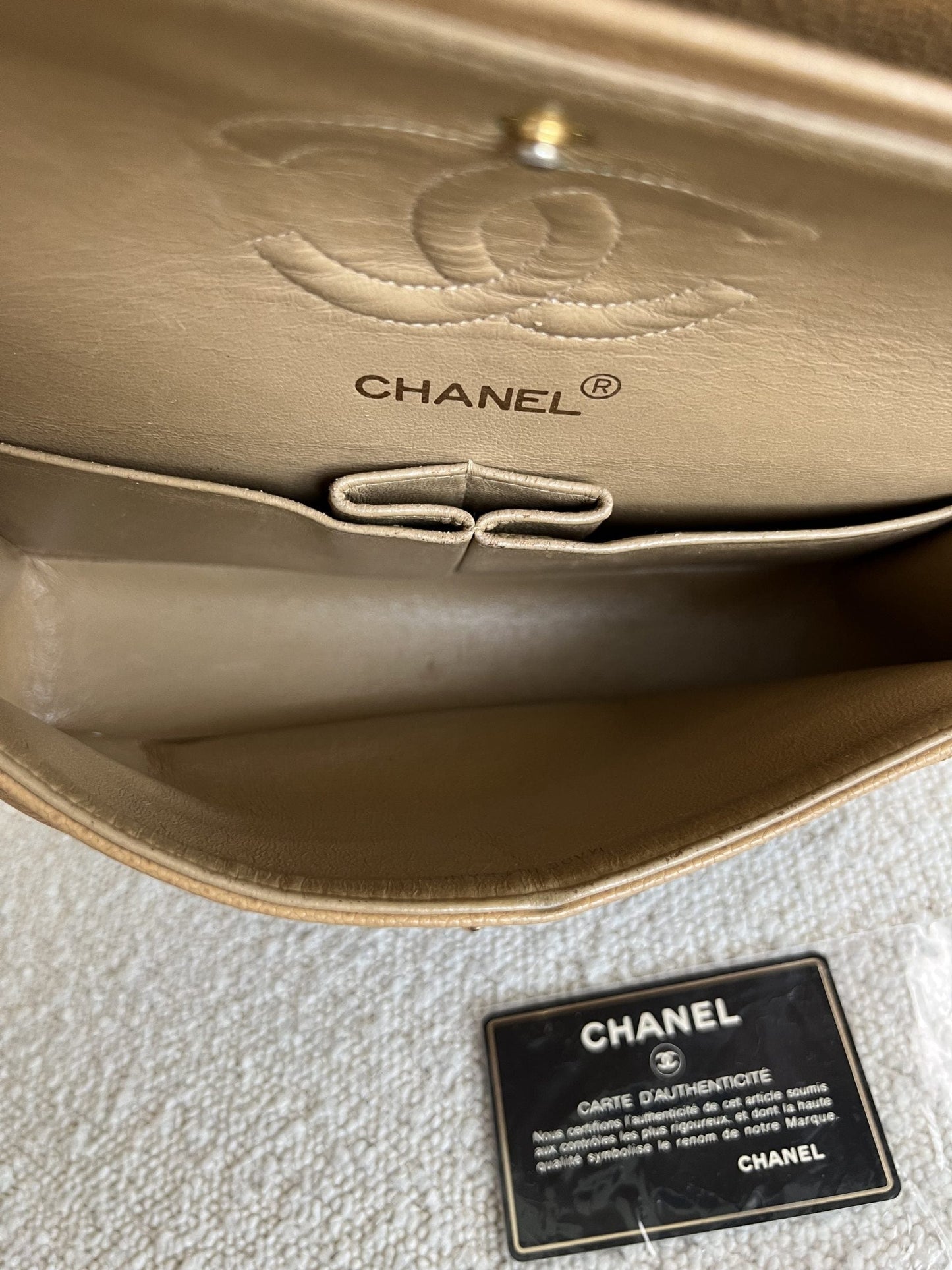 Vintage Dark Beige / Caramel Caviar Classic Flap Small GHW