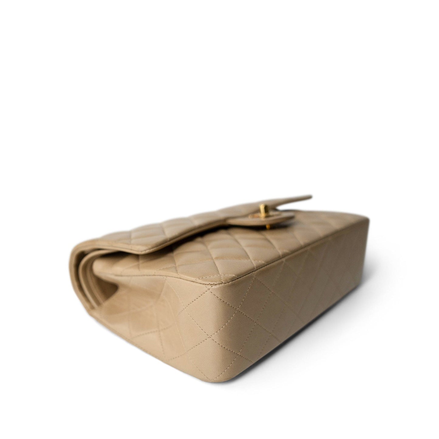 Vintage Dark Beige Classic Flap Medium Gold Hardware