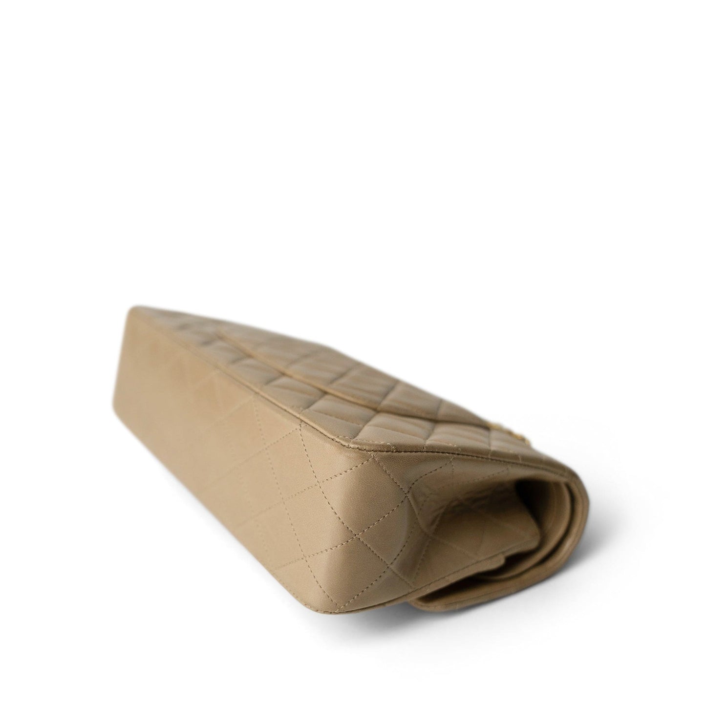 Vintage Dark Beige Classic Flap Medium Gold Hardware