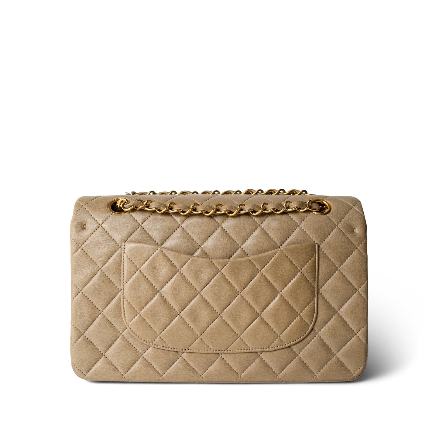 Vintage Dark Beige Classic Flap Medium Gold Hardware