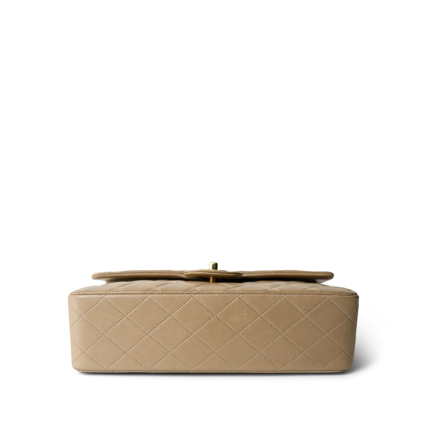 Vintage Dark Beige Classic Flap Medium Gold Hardware