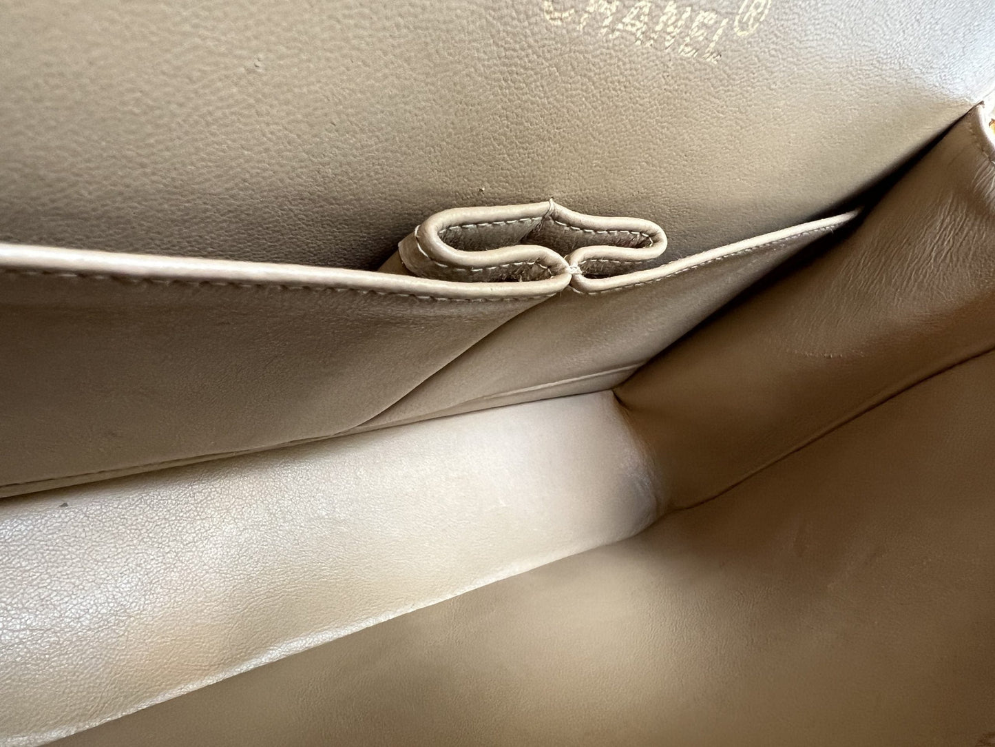 Vintage Dark Beige Lambskin Quilted Classic Flap Medium GHW