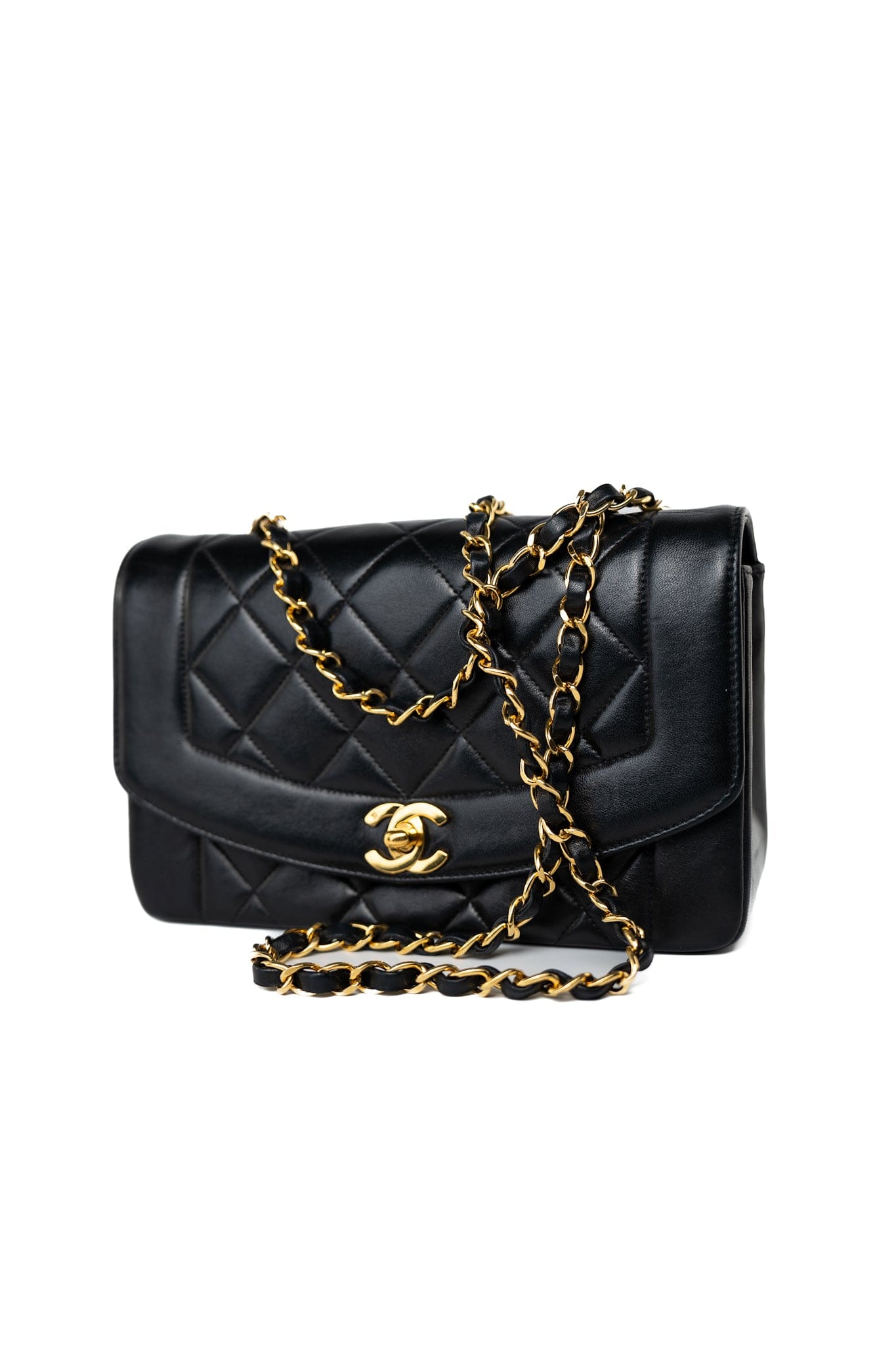 Vintage Diana Flap Small Lambskin Quilted Single Flap GHW