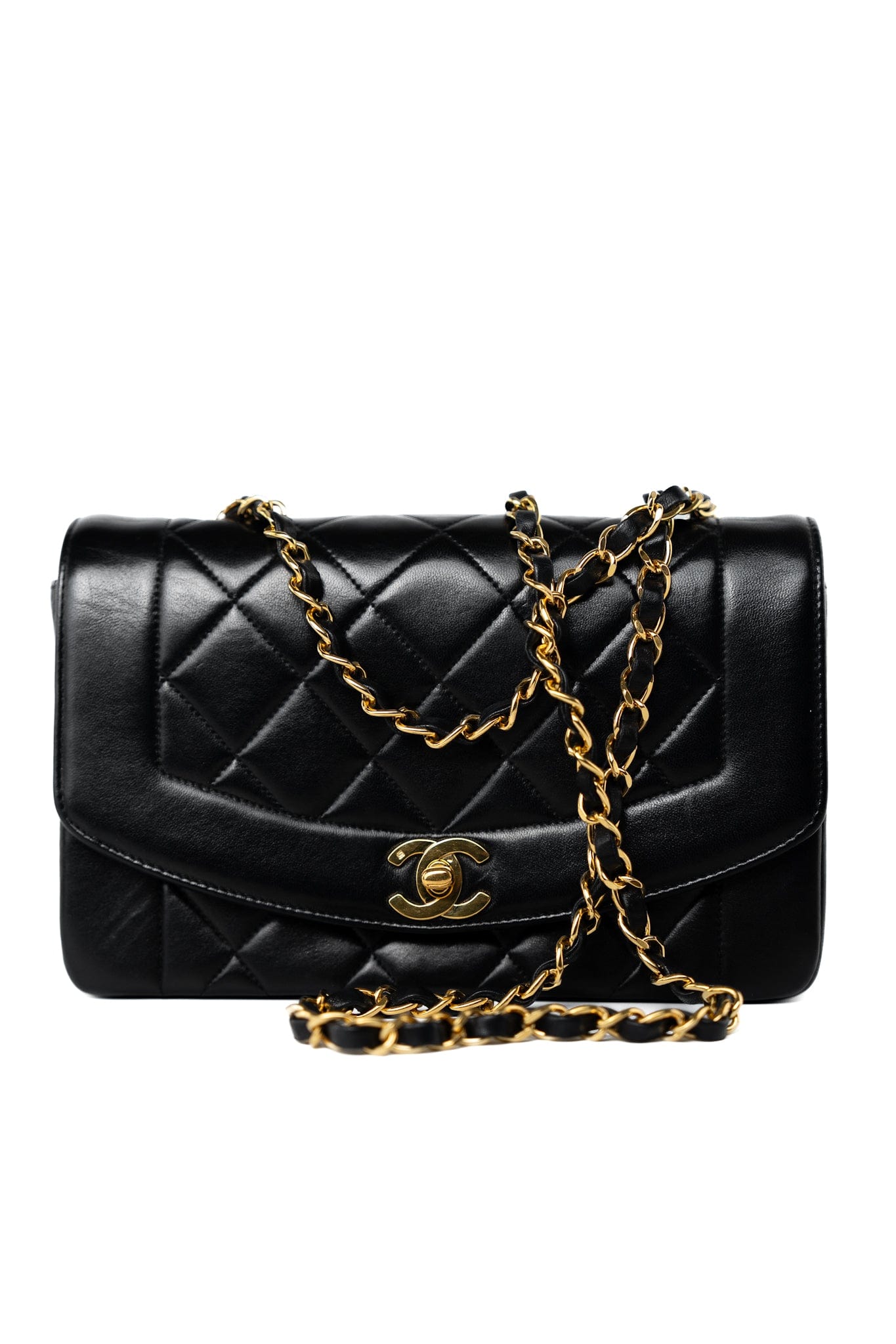 Vintage Diana Flap Small Lambskin Quilted Single Flap GHW