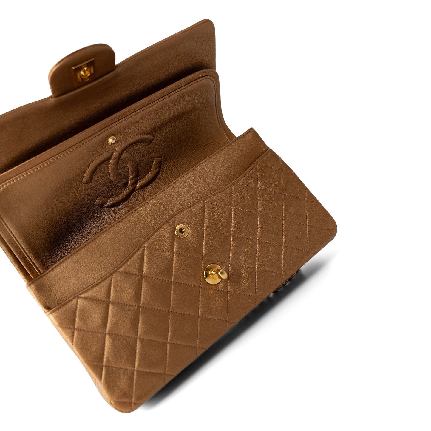 Vintage Gold Lambskin Quilted Classic Flap Medium Gold Hardware