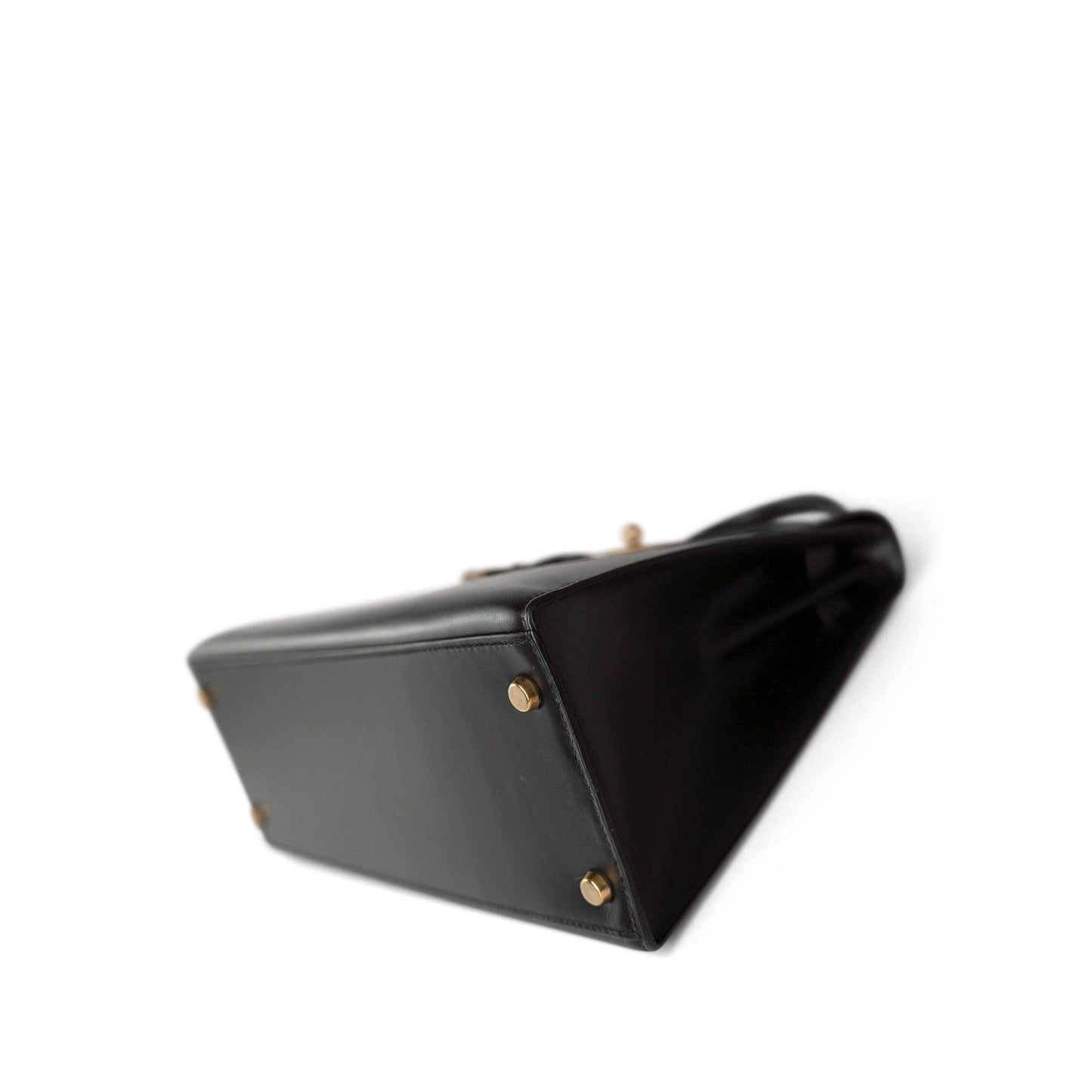 Vintage Kelly Sellier 32 Black Box Calfskin Gold Plated F Square Stamp