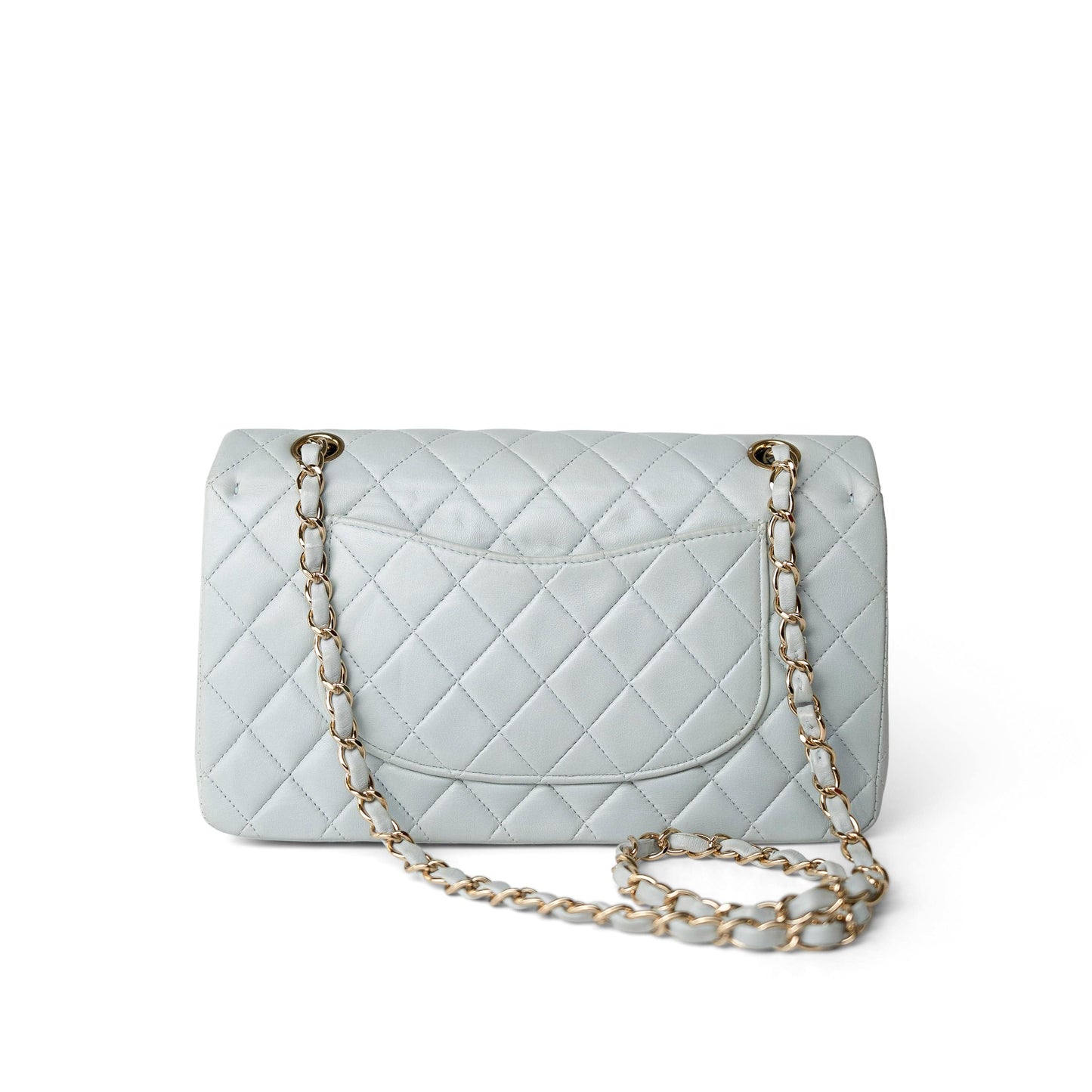 Vintage Light Blue Lambskin Quilted Classic Flap Medium Gold Hardware