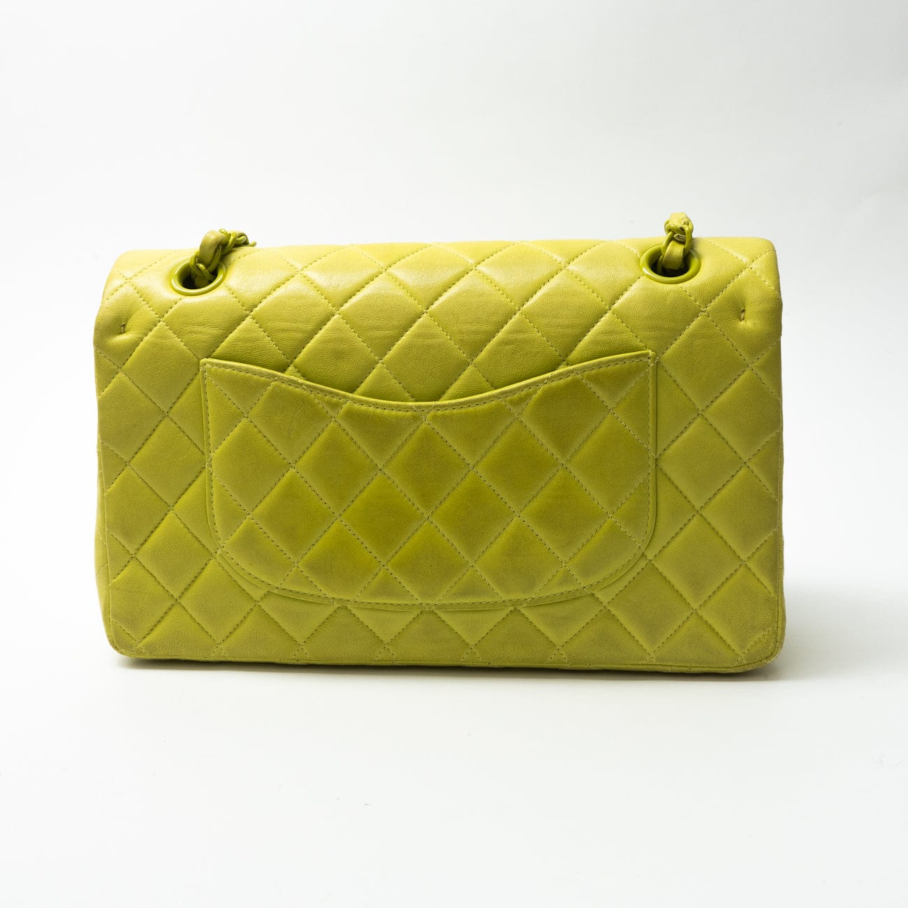 Vintage Neon Green Lambskin Quilted Classic Flap Medium