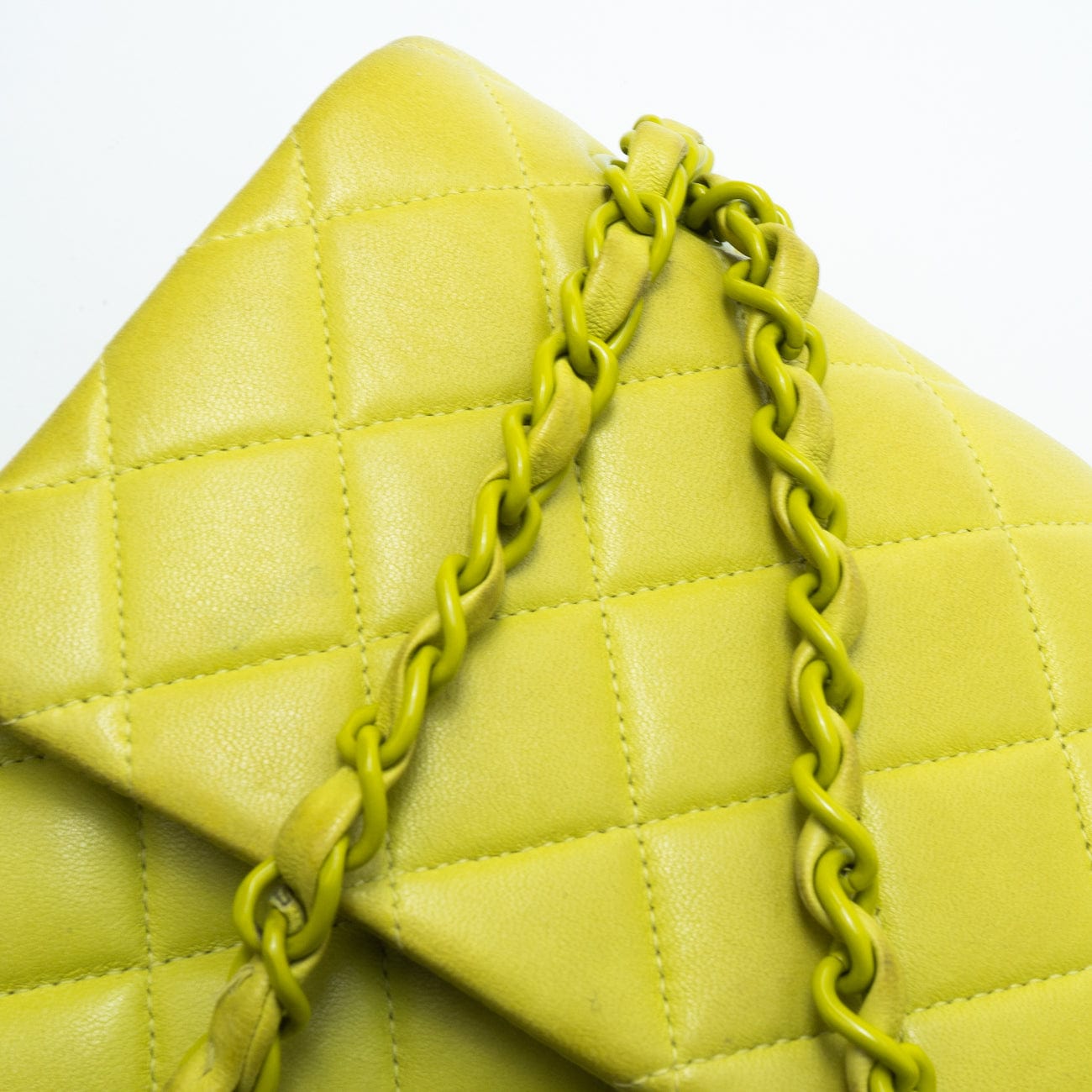 Vintage Neon Green Lambskin Quilted Classic Flap Medium