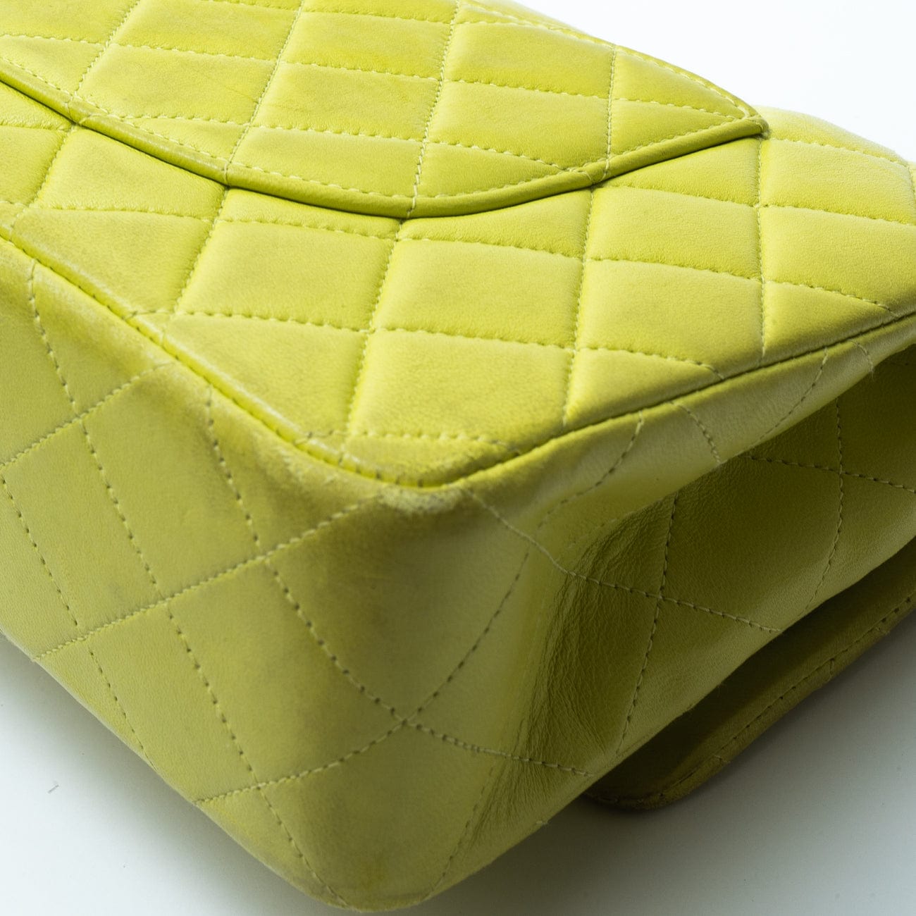 Vintage Neon Green Lambskin Quilted Classic Flap Medium