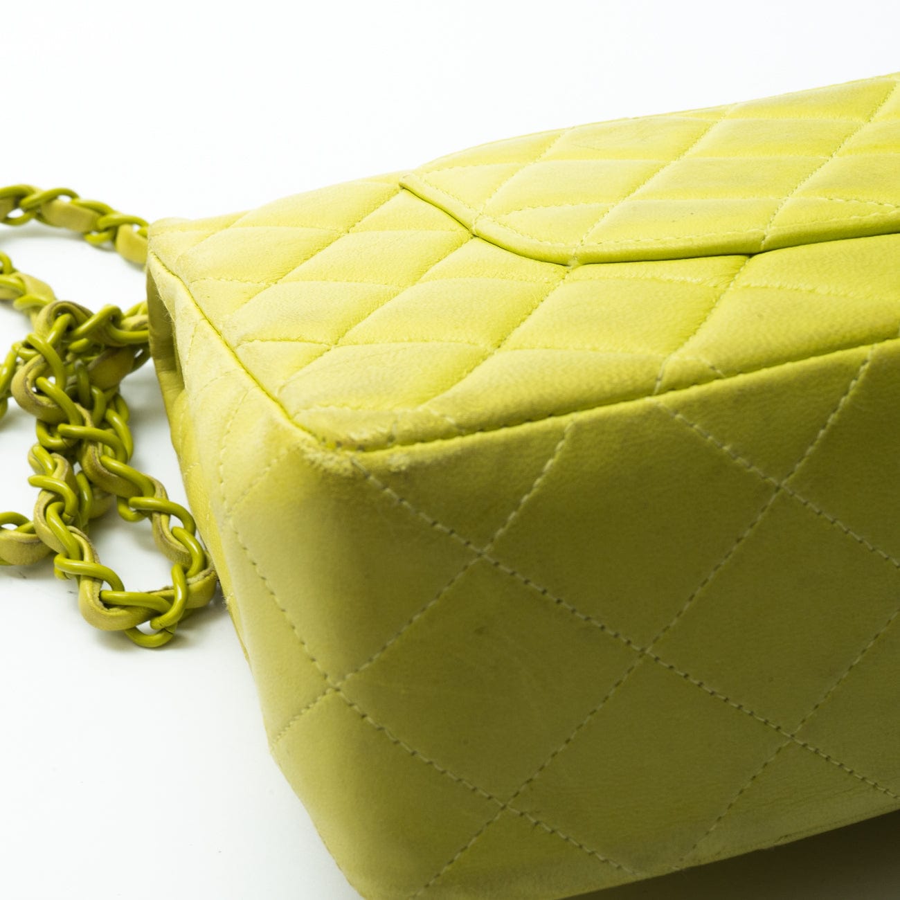 Vintage Neon Green Lambskin Quilted Classic Flap Medium