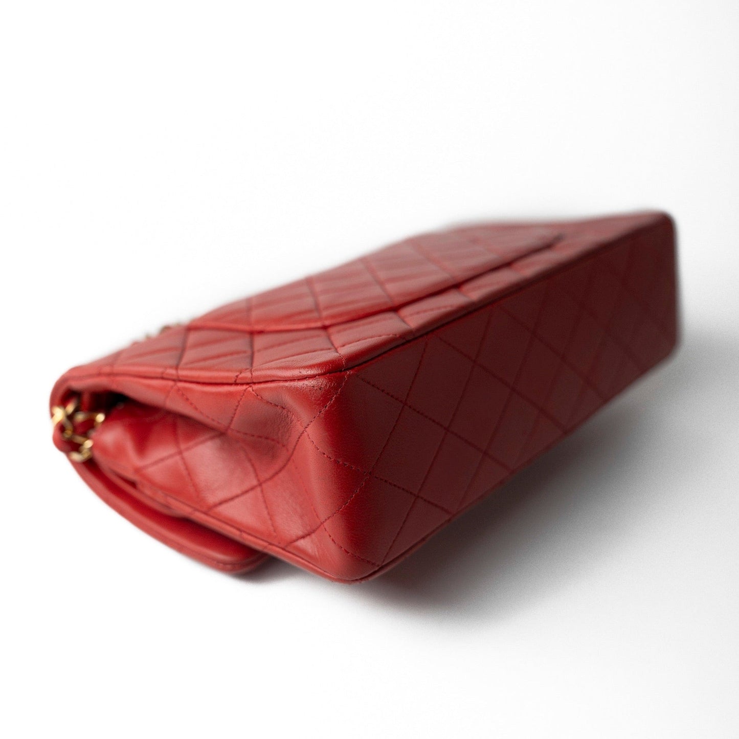 Vintage Red Lambskin Quilted Classic Flap Medium Gold Hardware