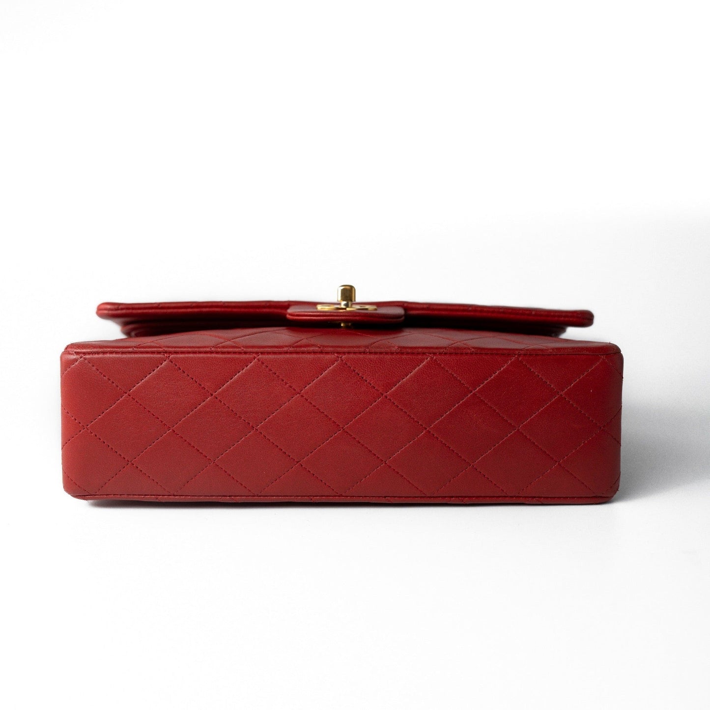 Vintage Red Lambskin Quilted Classic Flap Medium Gold Hardware