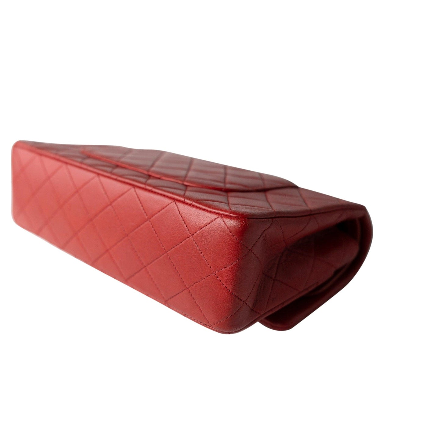 Vintage Red Lambskin Quilted Classic Flap Medium Gold Hardware