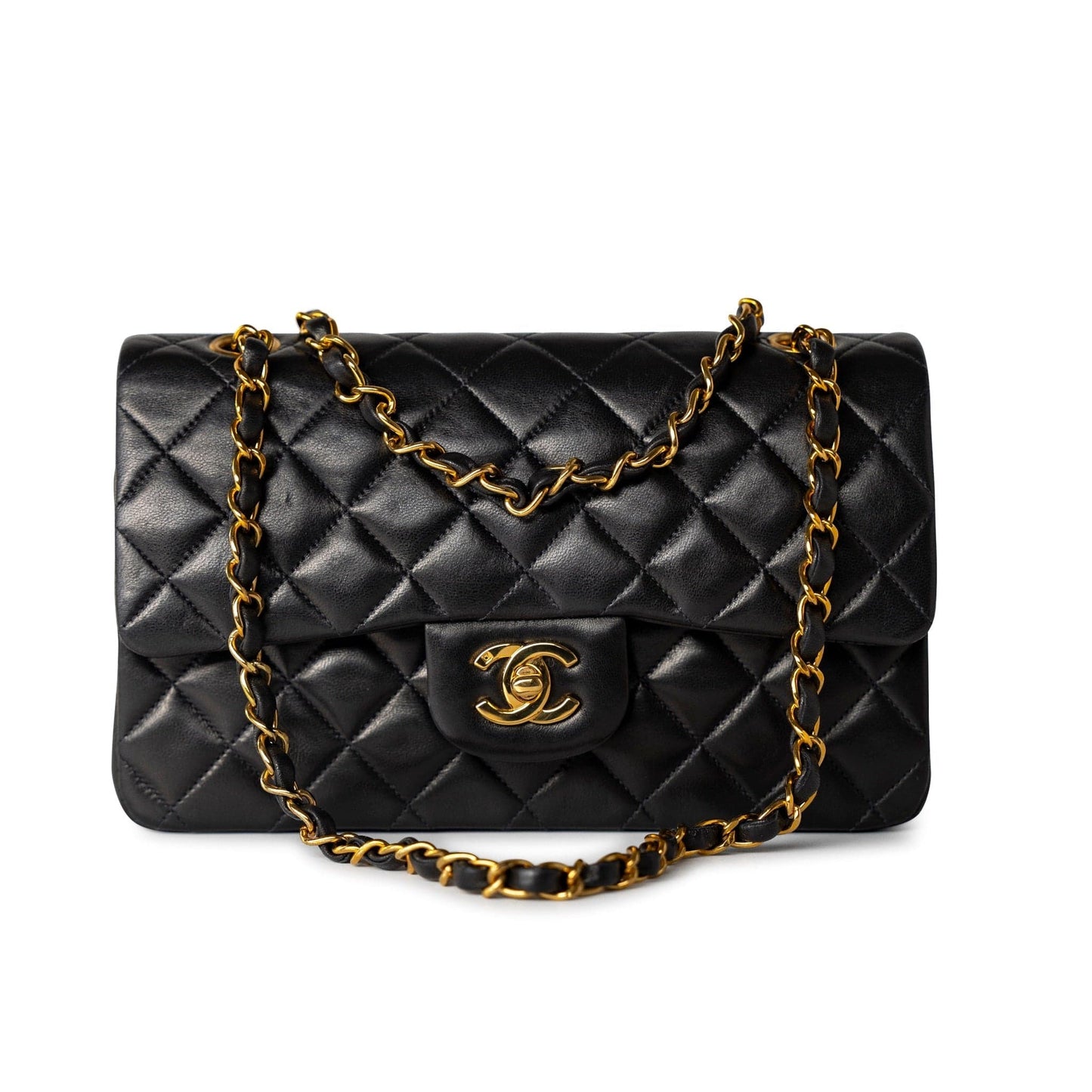 Vintage Small Black Lambskin Quilted Classic Flap Small GHW