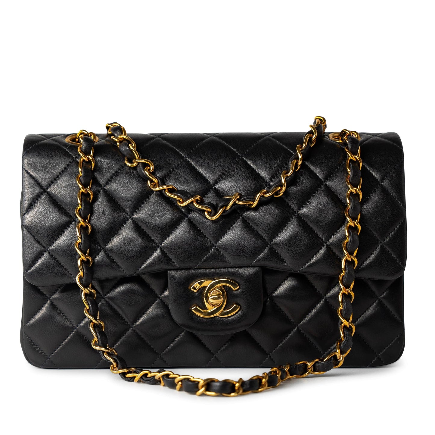 Vintage Small Black Lambskin Quilted Classic Flap Small GHW