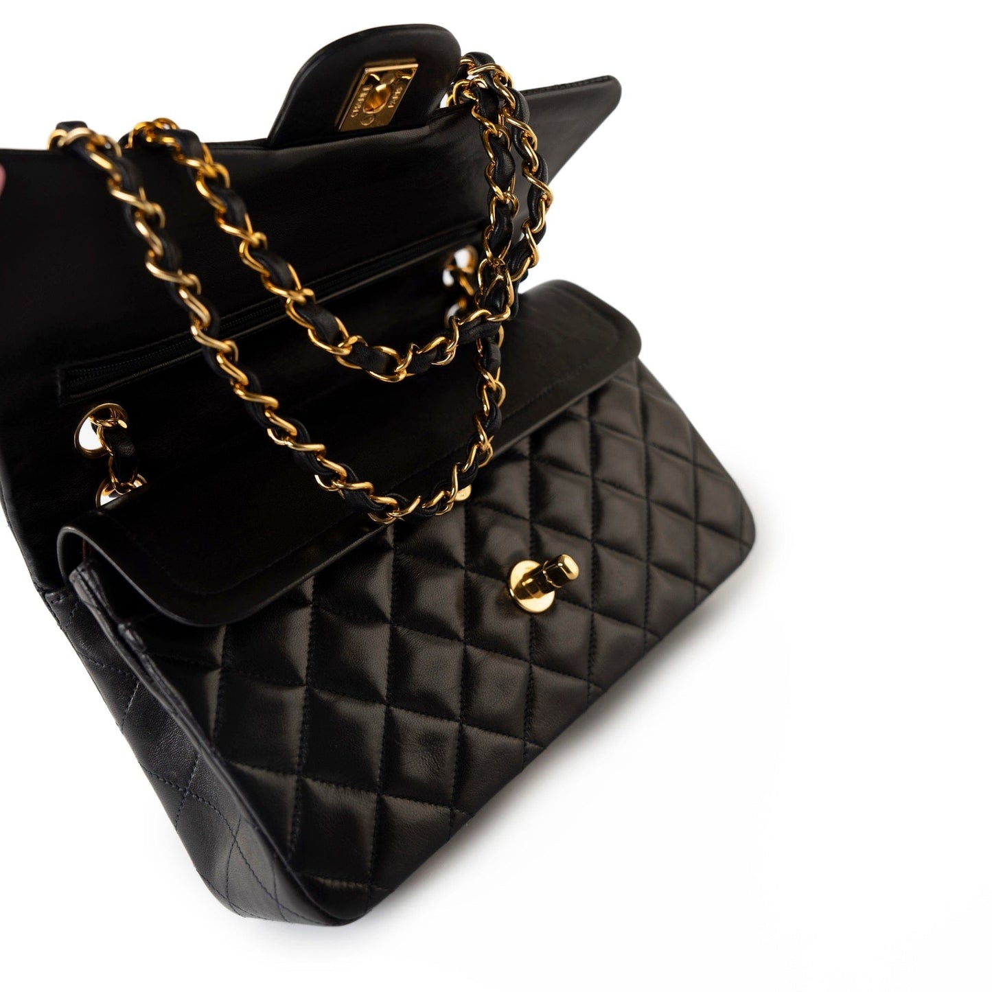 Vintage Small Black Lambskin Quilted Classic Flap Small GHW