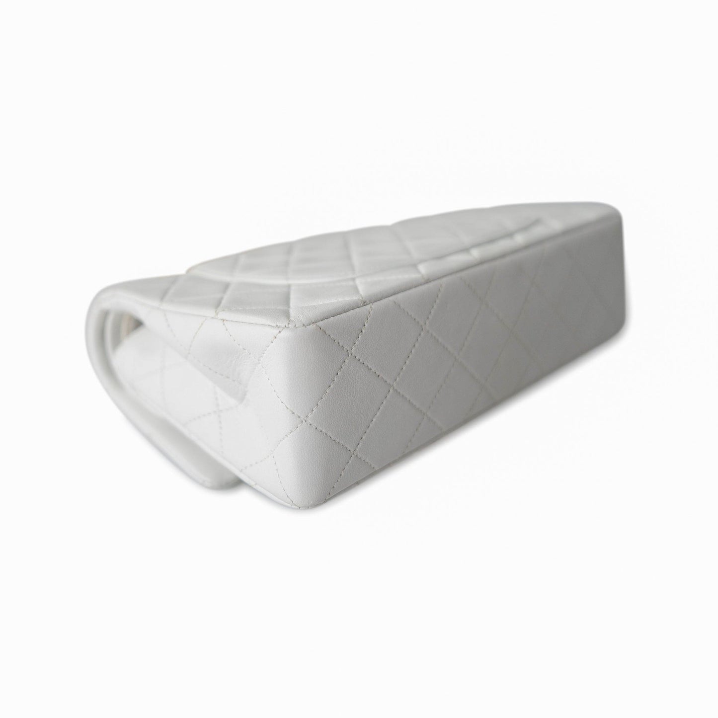 Vintage White Lambskin Quilted Classic Flap Small Gold Hardware