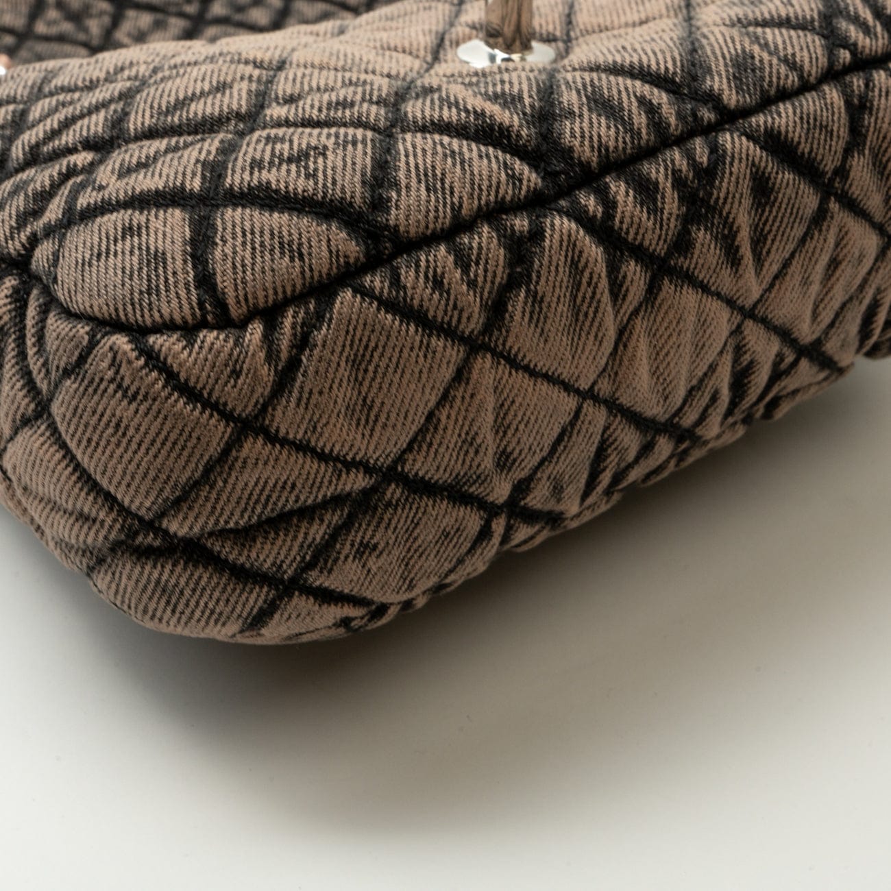 Washed Denim Quilted Small Denimpression Flap Rose Clair Silver Hardware