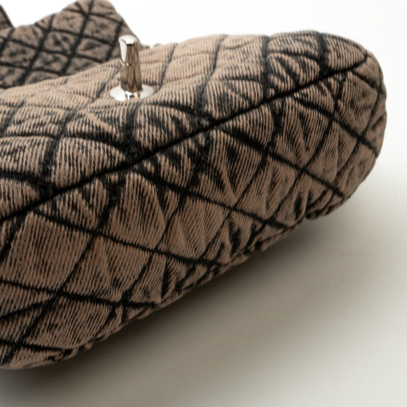 Washed Denim Quilted Small Denimpression Flap Rose Clair Silver Hardware