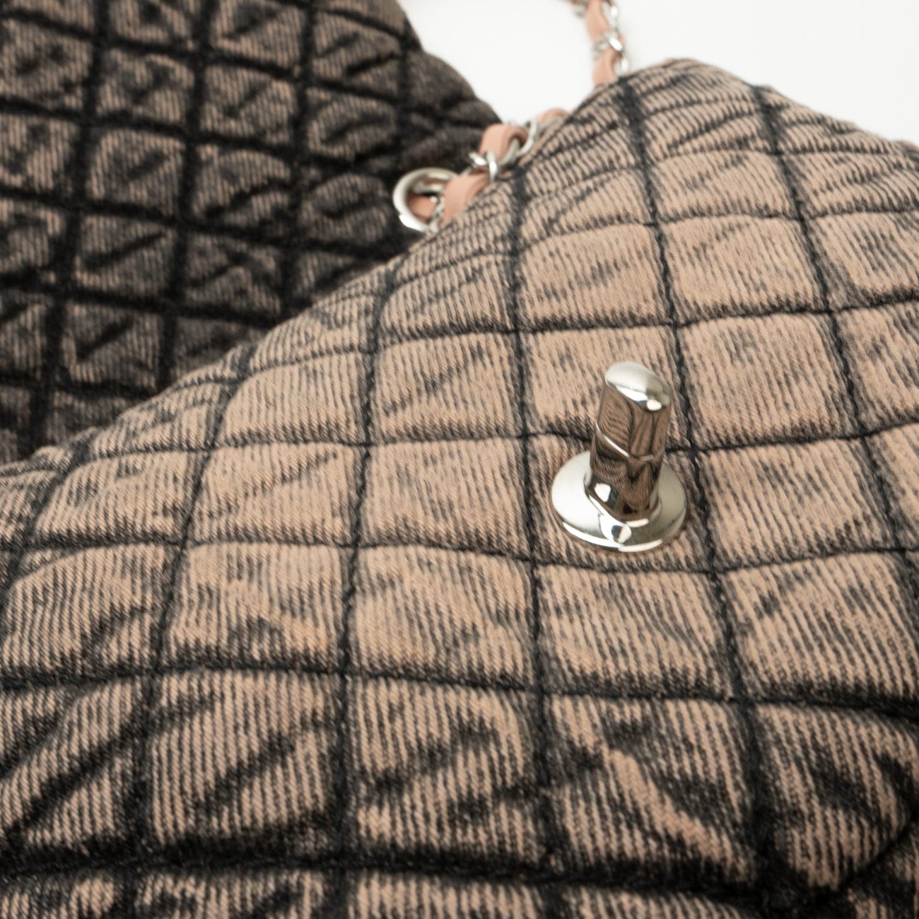 Washed Denim Quilted Small Denimpression Flap Rose Clair Silver Hardware