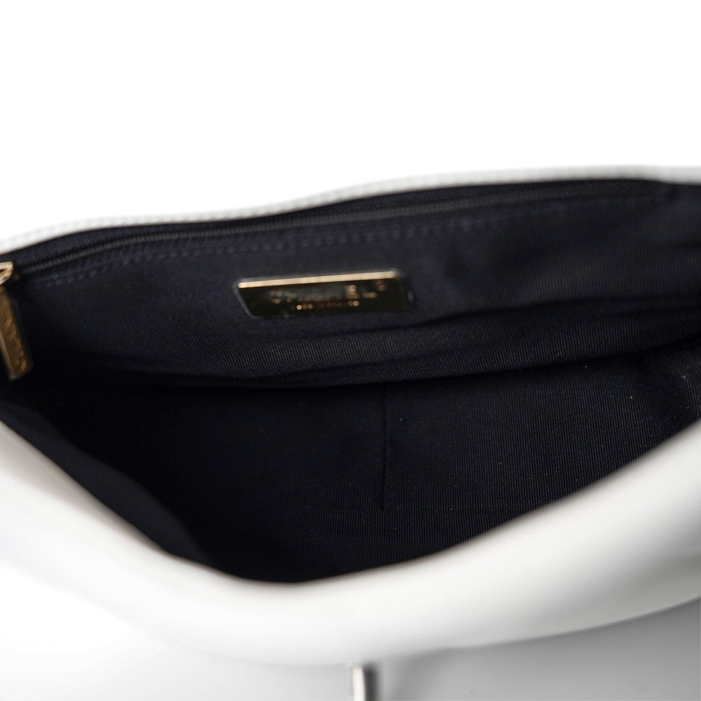 22S White Lambskin Quilted 19 Flap Small Reverse Mixed Hardware