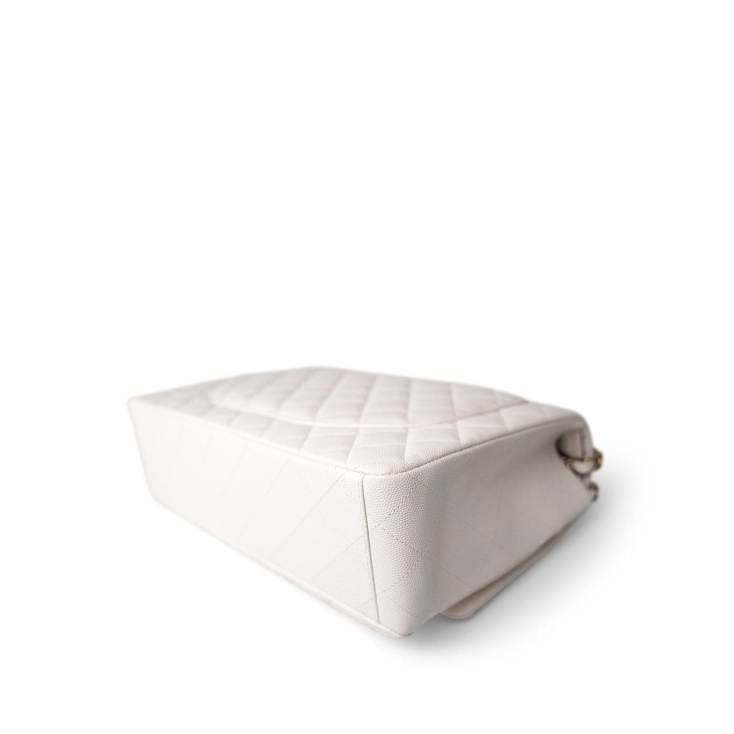 22B White Caviar Quilted Maxi Classic Flap Light Gold Hardware