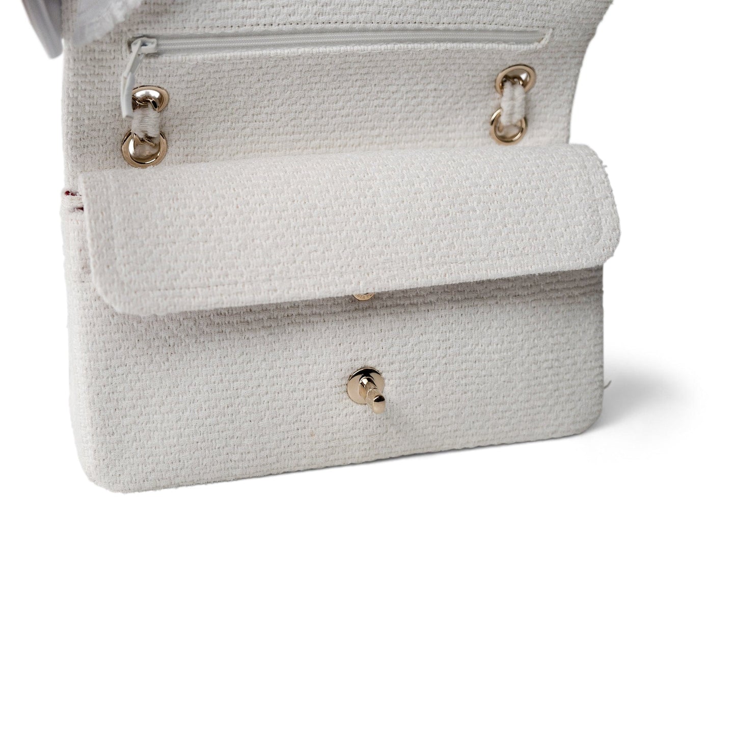 22C White Tweed Classic Flap Medium