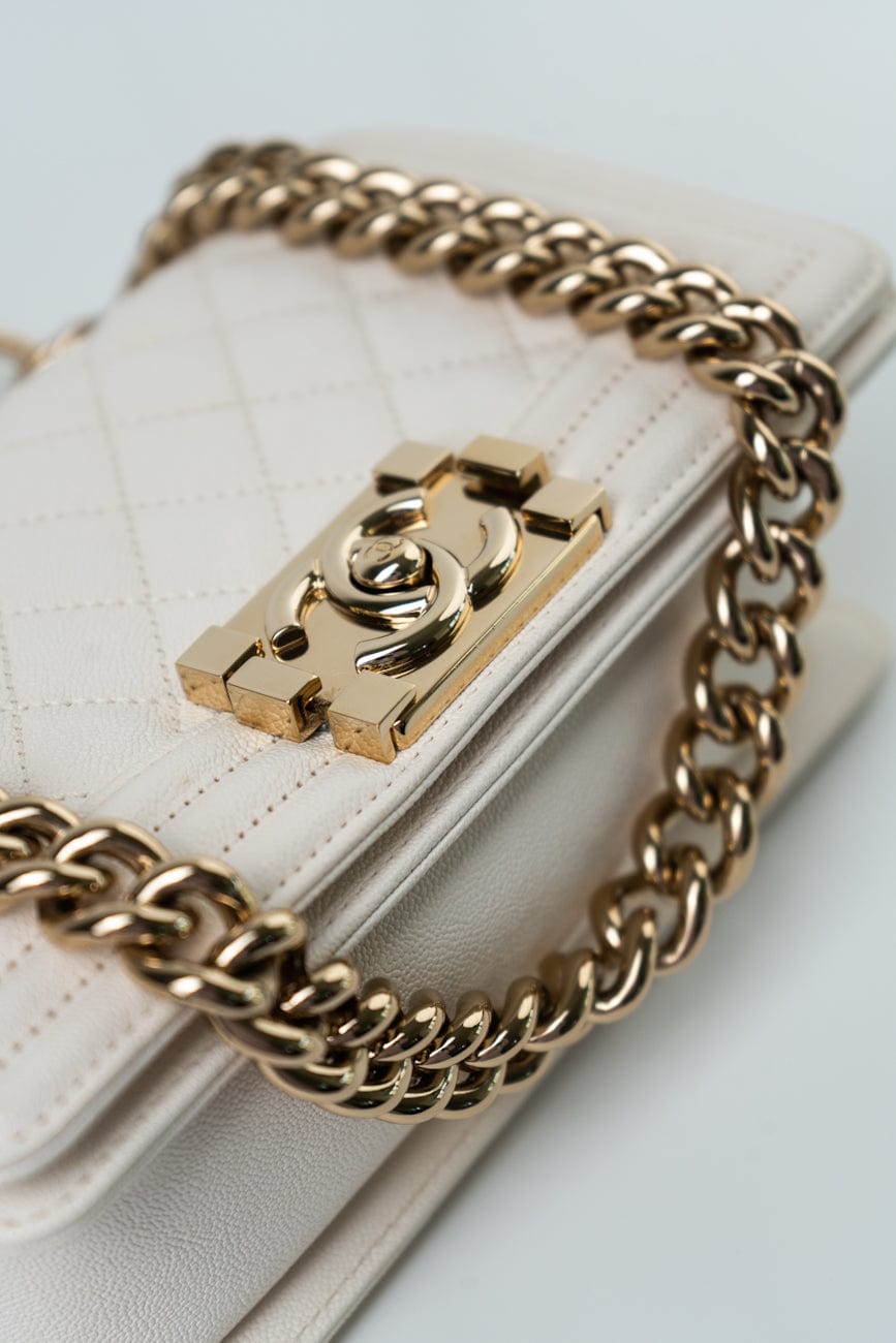 White Caviar Quilted LeBoy Bag Small