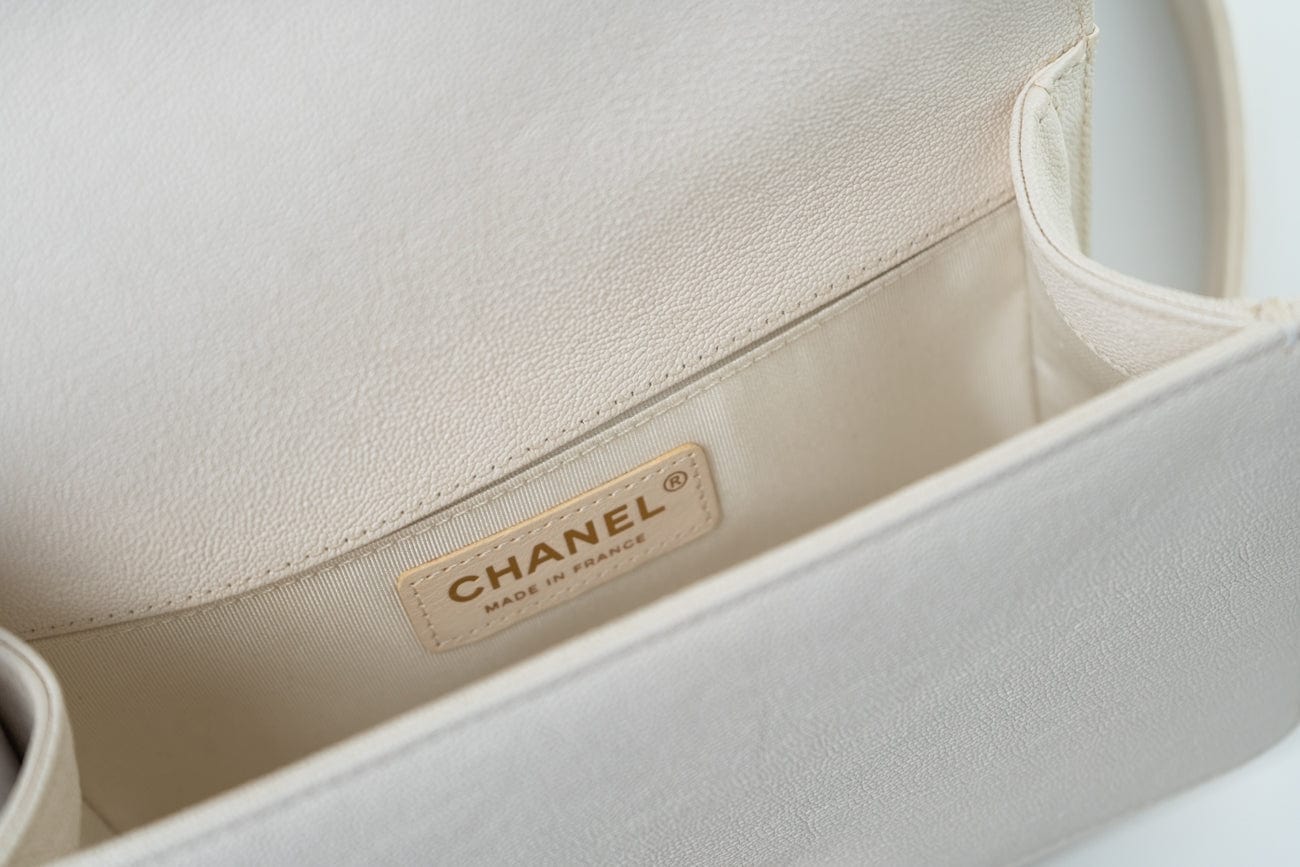 White Caviar Quilted LeBoy Bag Small