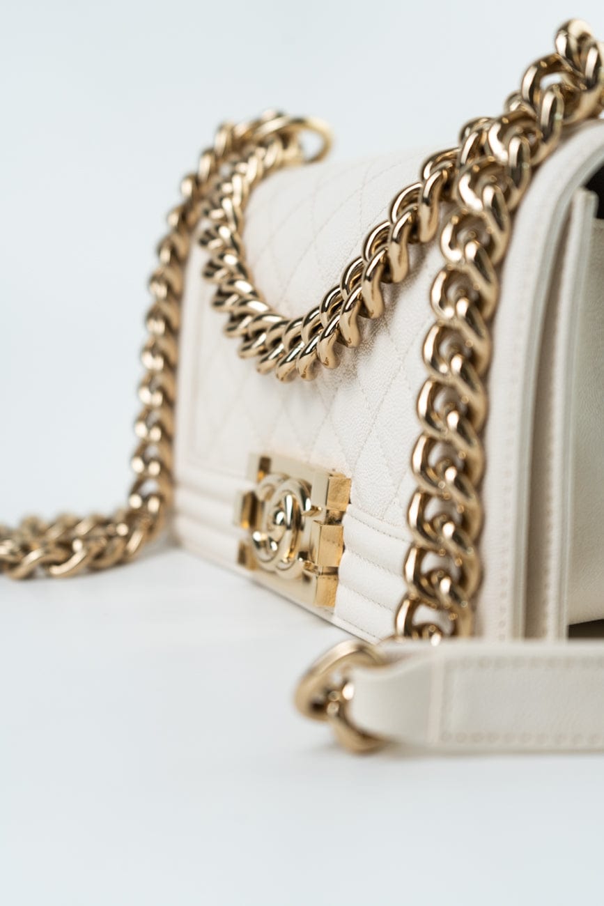 White Caviar Quilted LeBoy Bag Small