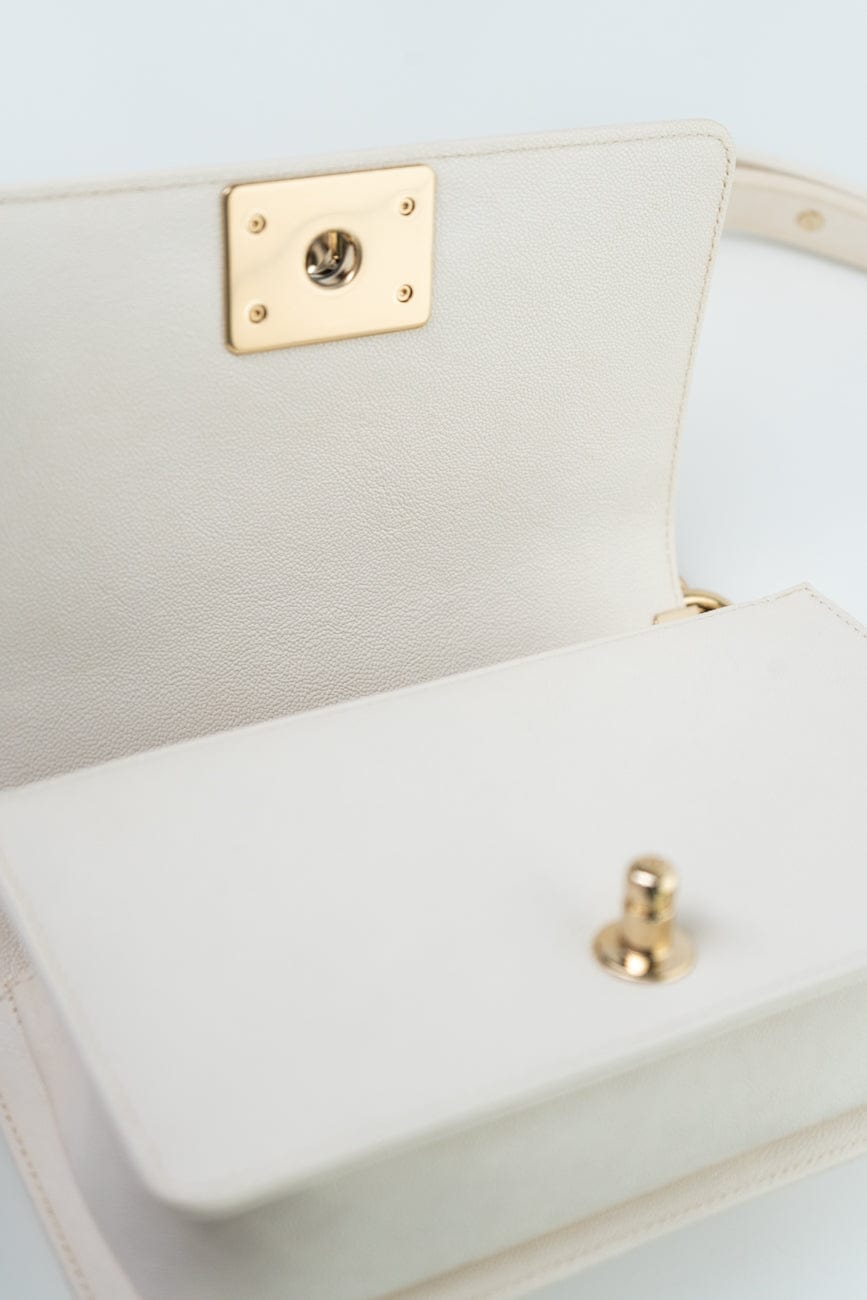 White Caviar Quilted LeBoy Bag Small