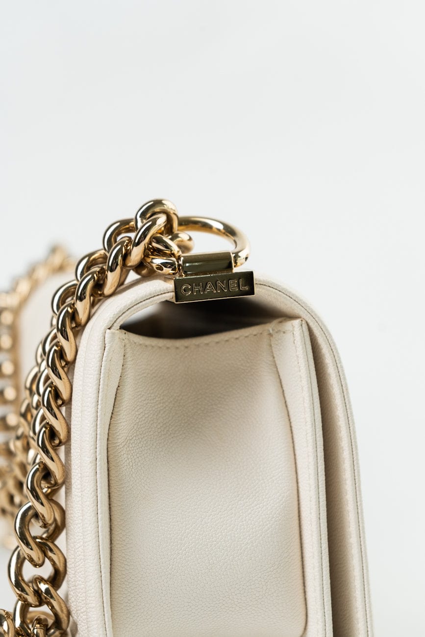 White Caviar Quilted LeBoy Bag Small