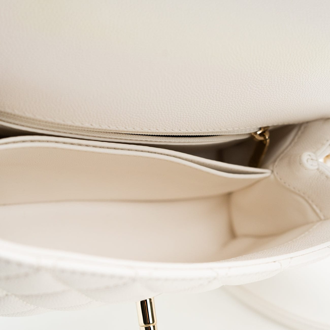 White Caviar Quilted Small Coco Handle