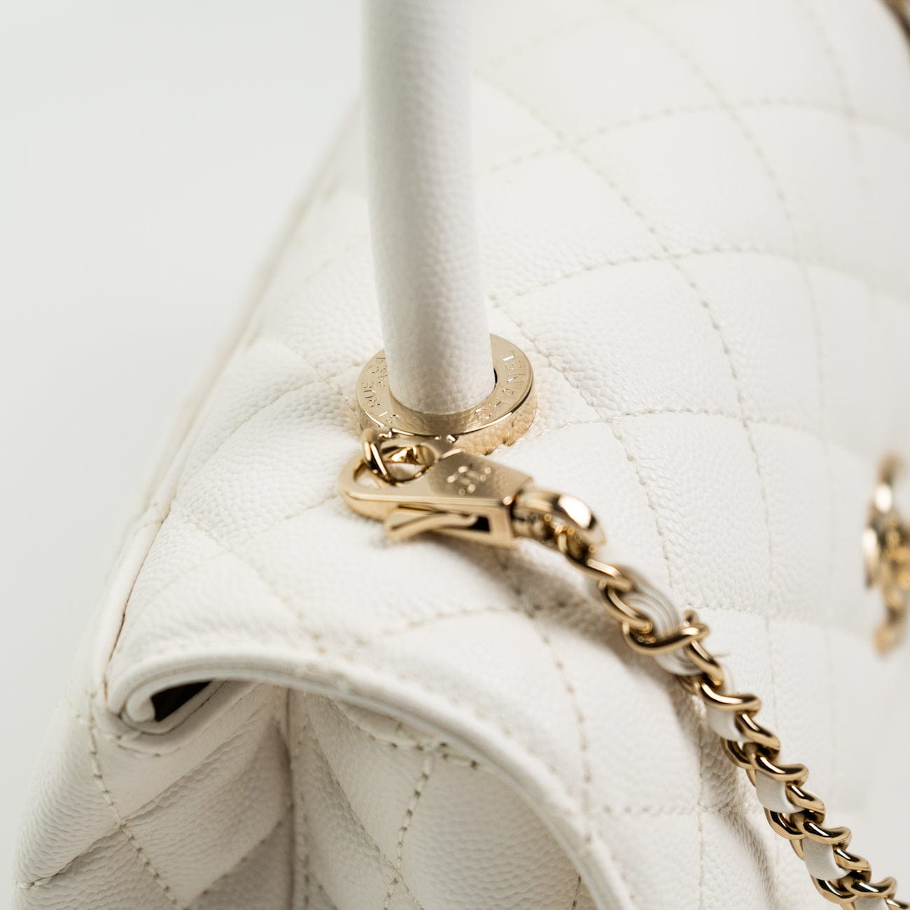 White Caviar Quilted Small Coco Handle