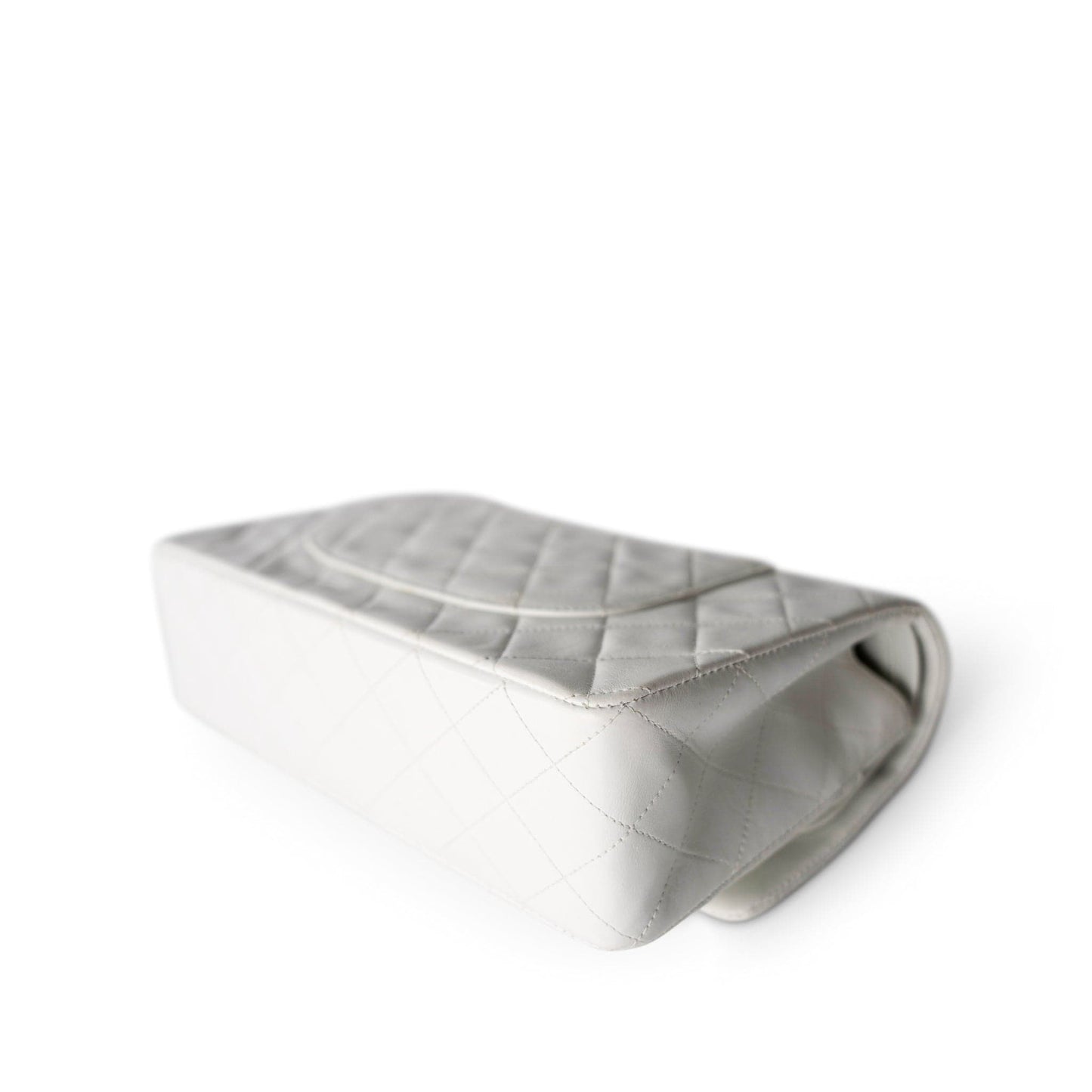 Vintage White Lambskin Quilted Classic Flap Medium Gold Hardware