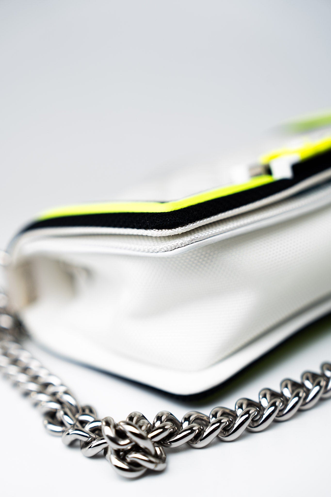 Small Fluo Boy Flap Nylon Quilted White Black Yellow