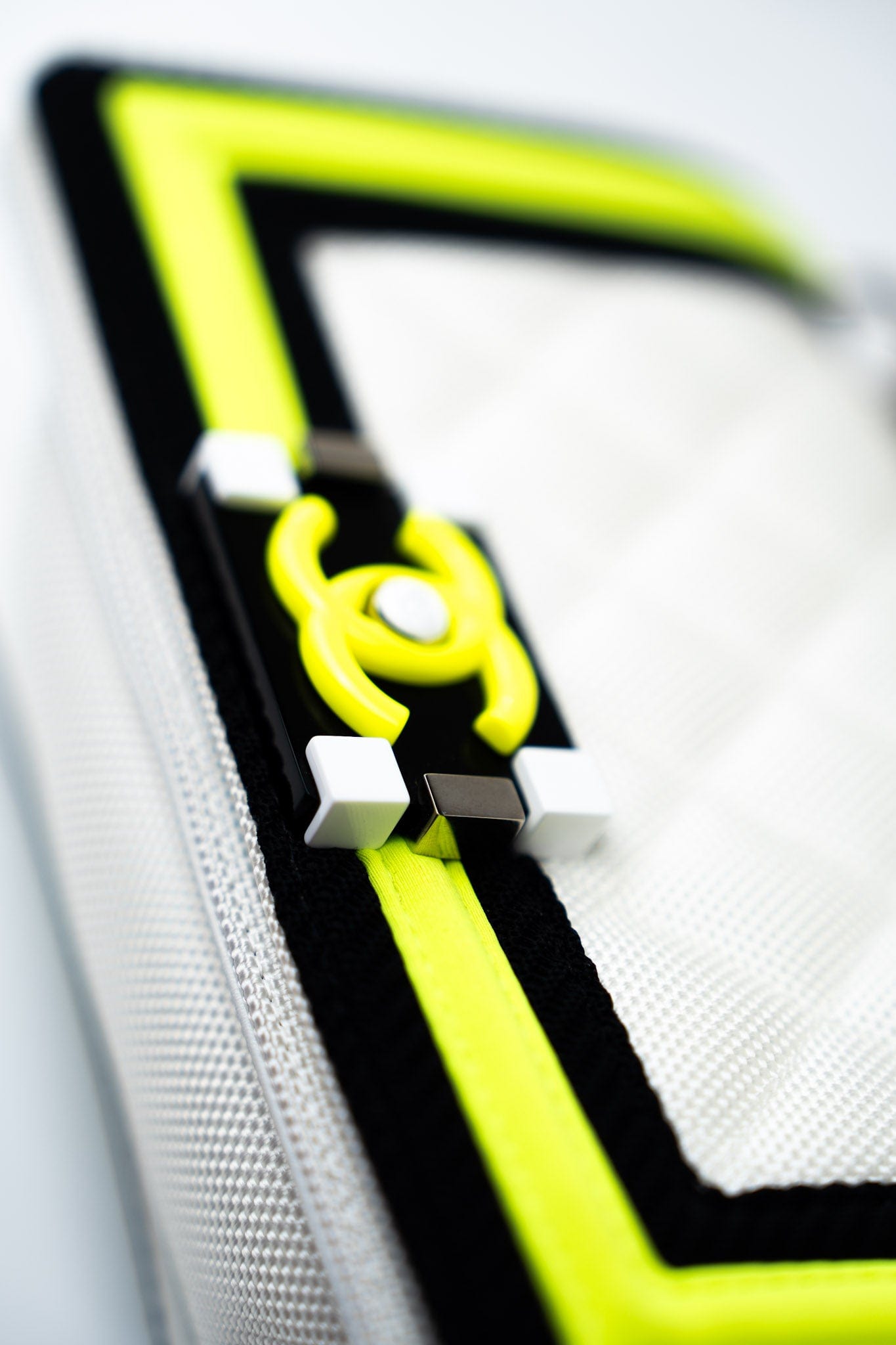 Small Fluo Boy Flap Nylon Quilted White Black Yellow