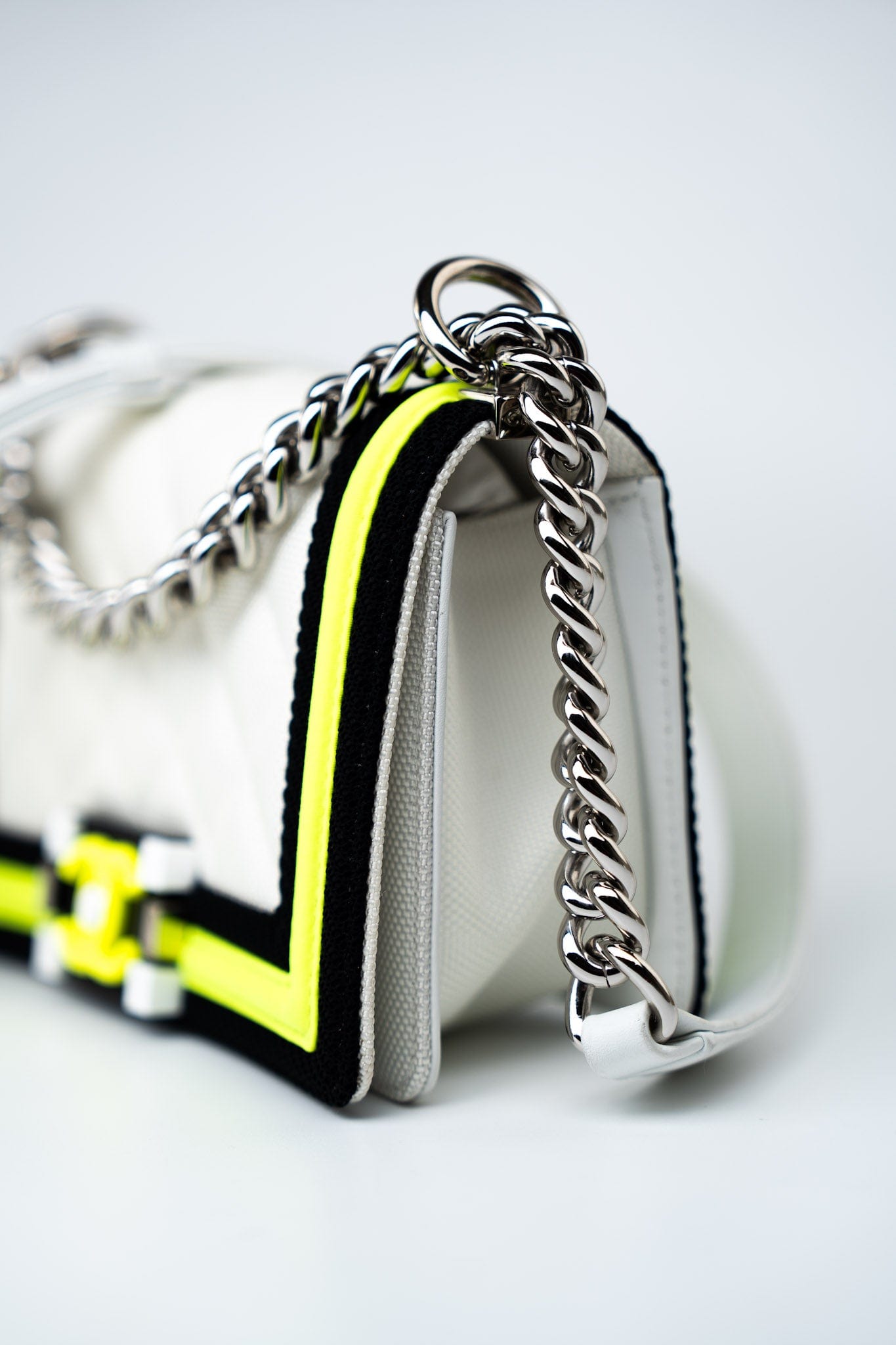 Small Fluo Boy Flap Nylon Quilted White Black Yellow