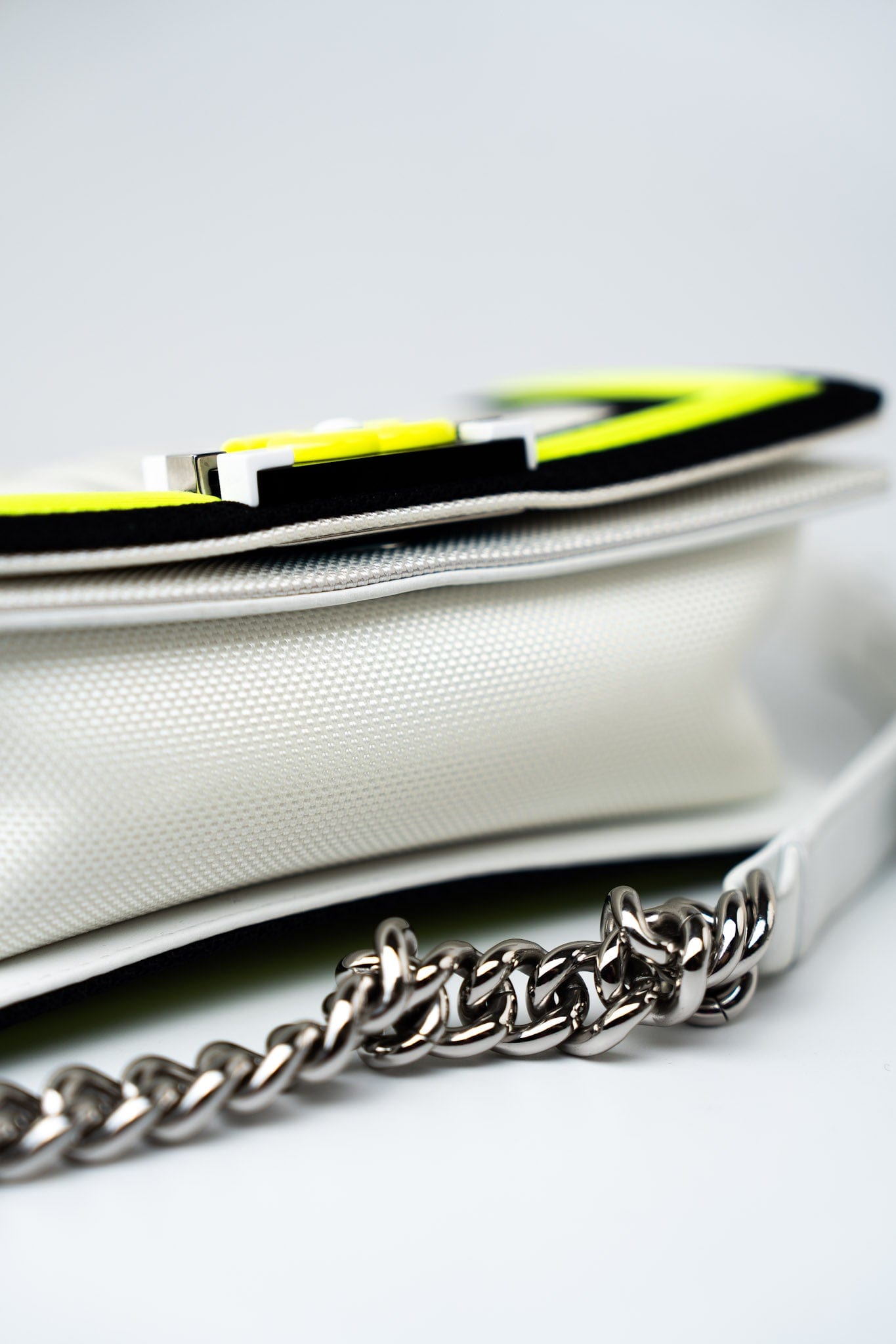 Small Fluo Boy Flap Nylon Quilted White Black Yellow