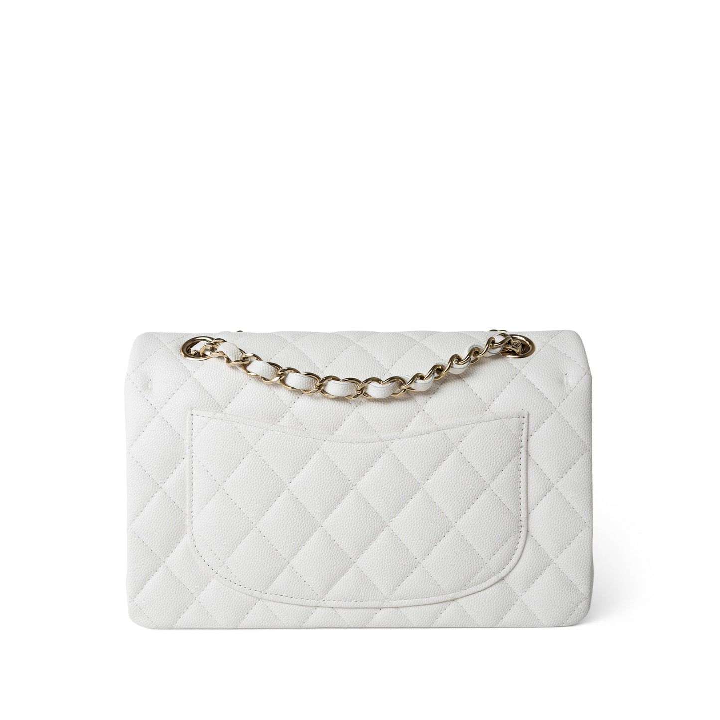 White Caviar Quilted Classic Flap Small Light Gold Hardware