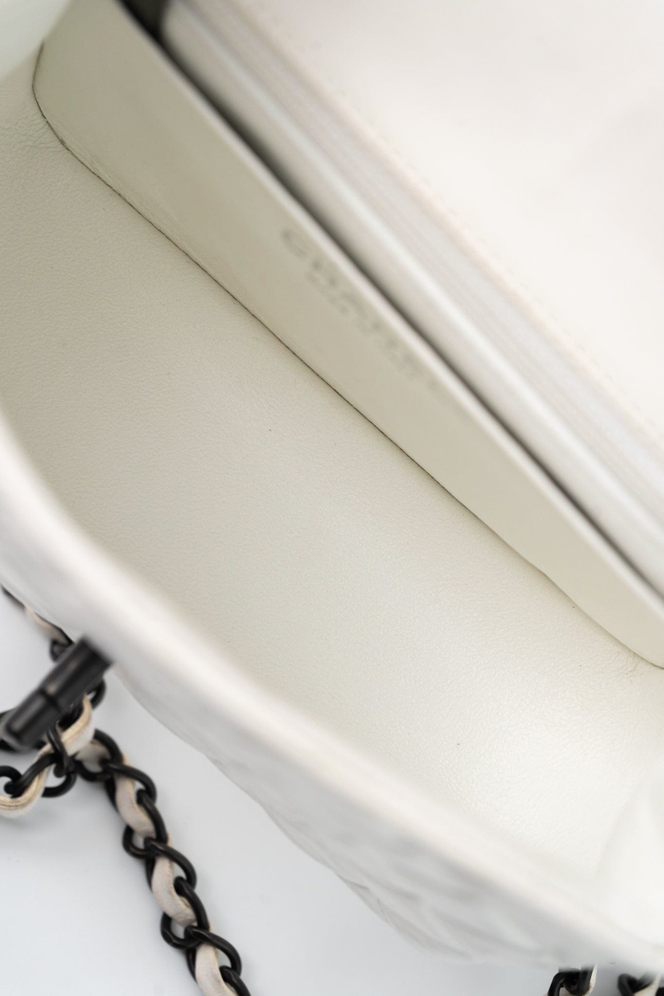 White Lambskin Quilted Mini Square Single Flap