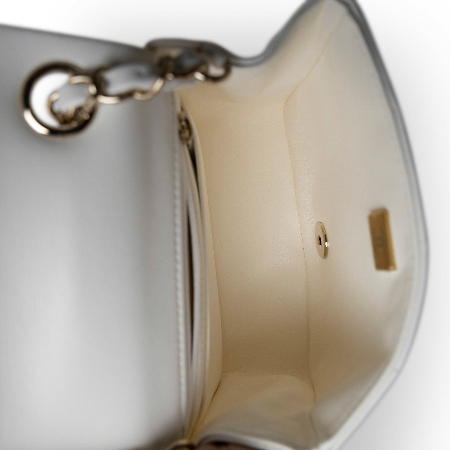 White Lambskin Resin Crystal Square Quilted Monacoco Mini Square Flap