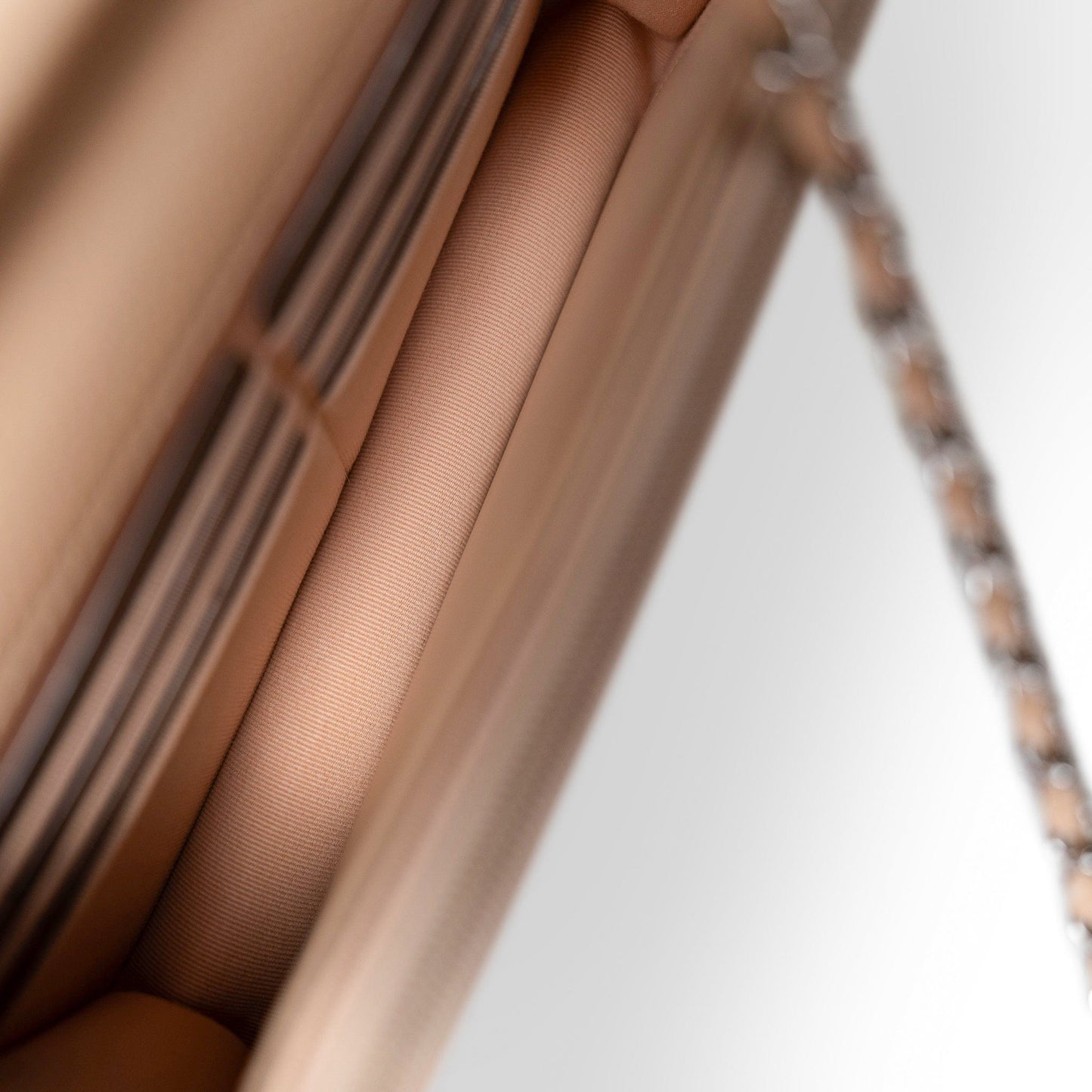 Beige Clair Caviar Quilted Wallet on Chain WOC Silver Hardware