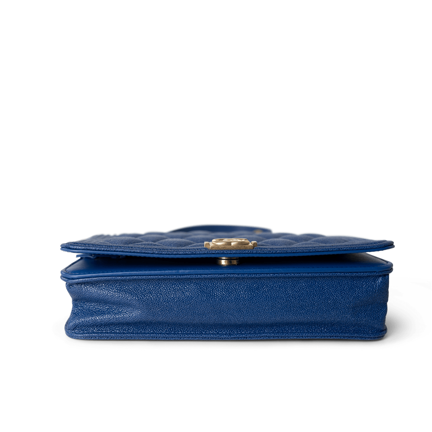 19A Blue Caviar Quilted Boy Wallet On Chain WOC Antique Gold Hardware