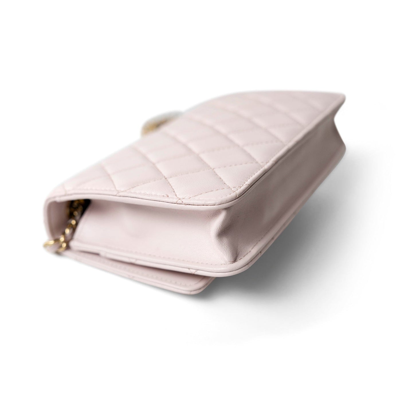 21B Light Purple Lambskin Quilted Trendy CC Wallet on Chain WOC