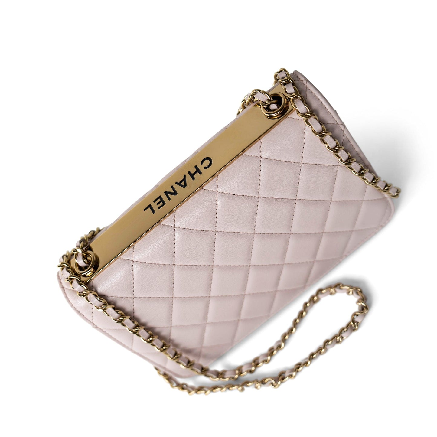 21B Light Purple Lambskin Quilted Trendy CC Wallet on Chain WOC