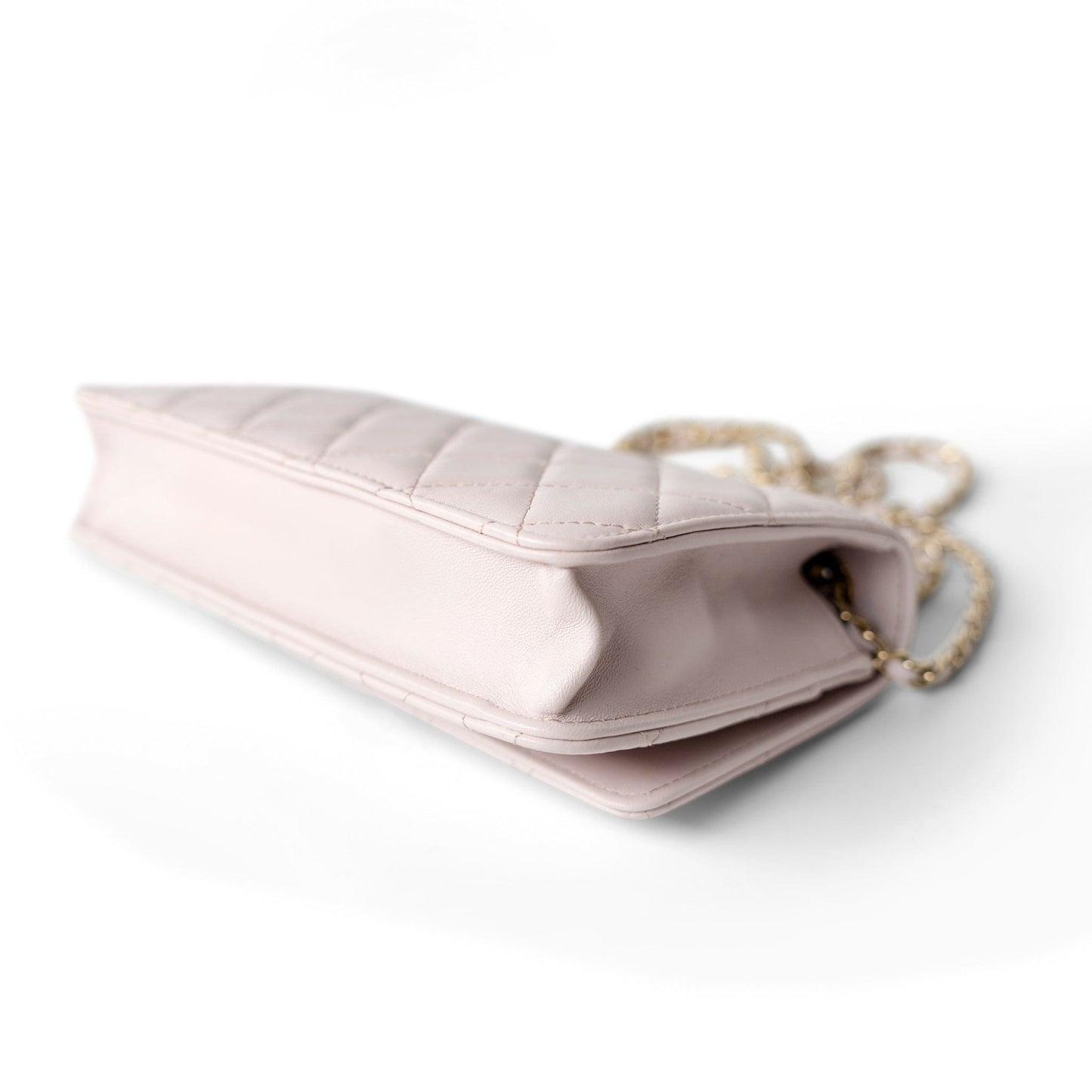 21B Light Purple Lambskin Quilted Trendy CC Wallet on Chain WOC