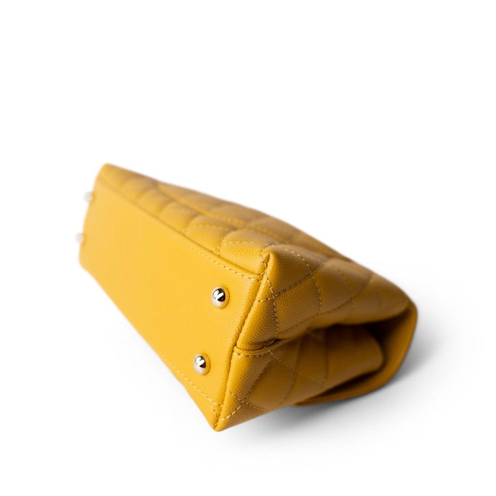 22A Yellow Caviar Quilted Coco Handle Small (Old Mini) Light Gold Hardware